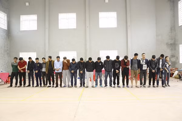 Các đối tượng tham gia đường dây cá độ. Ảnh: Công an tỉnh Hà Tĩnh.