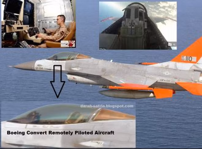 Do mục đích sử dụng chỉ là làm bia tập bắn, máy bay QF-16 không có khả năng bay quá xa khỏi nguồn phát tín hiệu sóng radio. Nguồn ảnh: USAF.