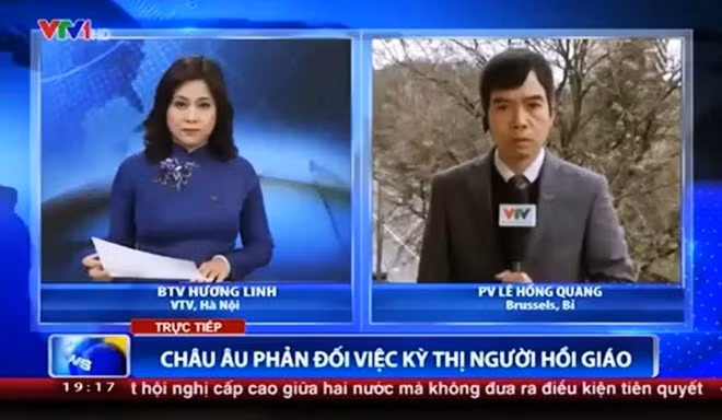 Phóng viên Lê Hồng Quang liên tục kêu "Mất điện thoại rồi" trên sóng Thời sự.