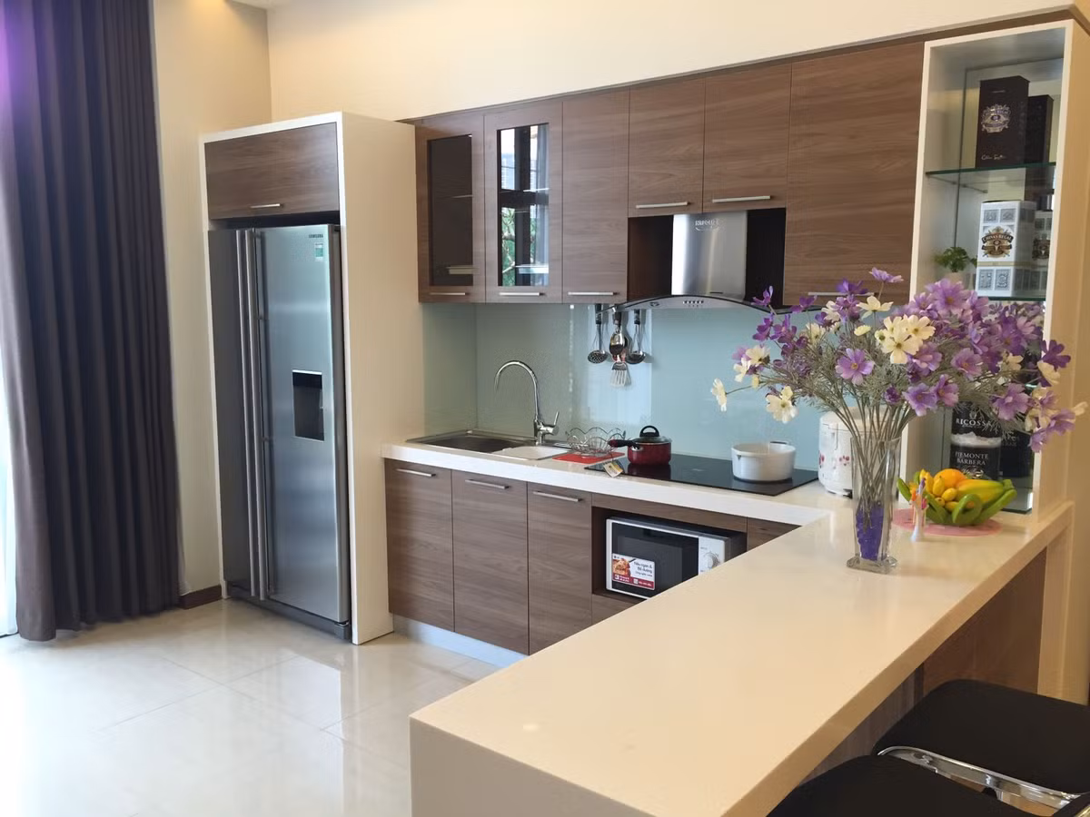 Ảnh thực tế phòng bếp căn hộ mẫu 142 m2.