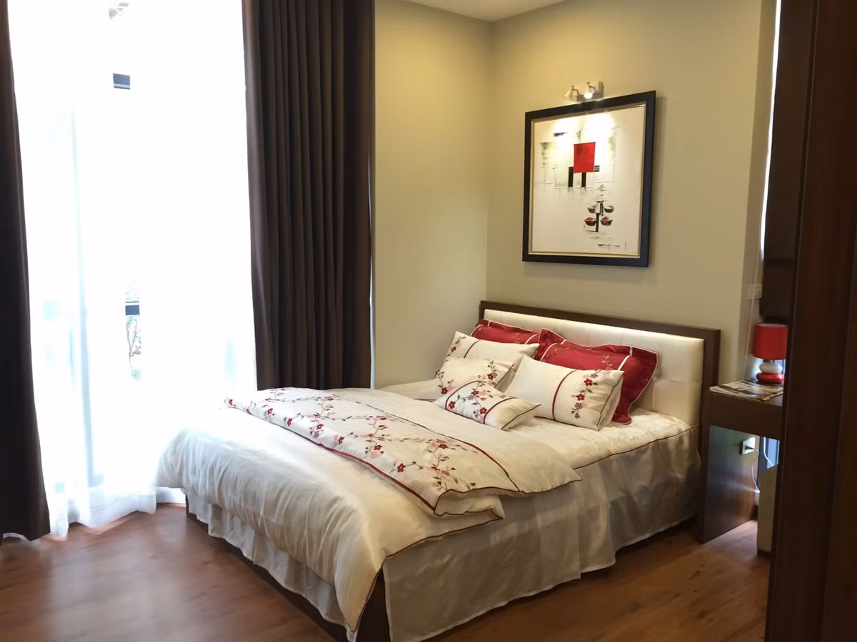 Phòng ngủ căn hộ mẫu 79 m2.