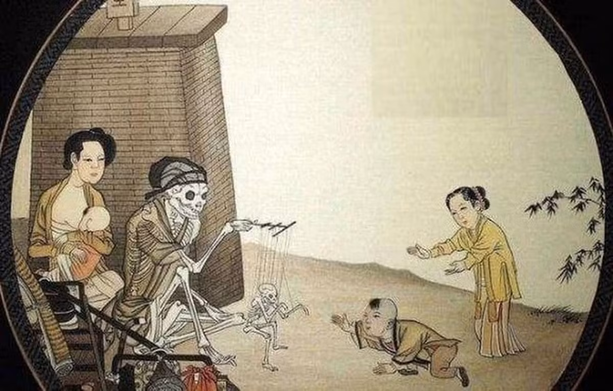 Được vẽ bởi hoạ sĩ Lý Tung thời Nam Tống, bức tranh "Khô Lâu huyễn hí đồ" được trưng bày trong Bảo tàng Tử Cấm Thành vẫn gây khó hiểu và ám ảnh cho người xem.