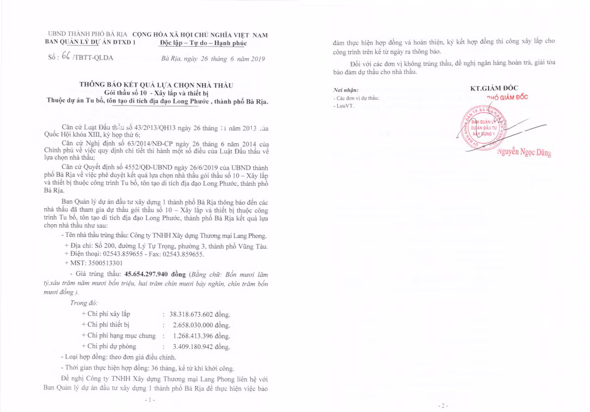BR-VT: Dau tu hon 100 ty trung tu, Dia dao Long Phuoc hien nay ra sao?