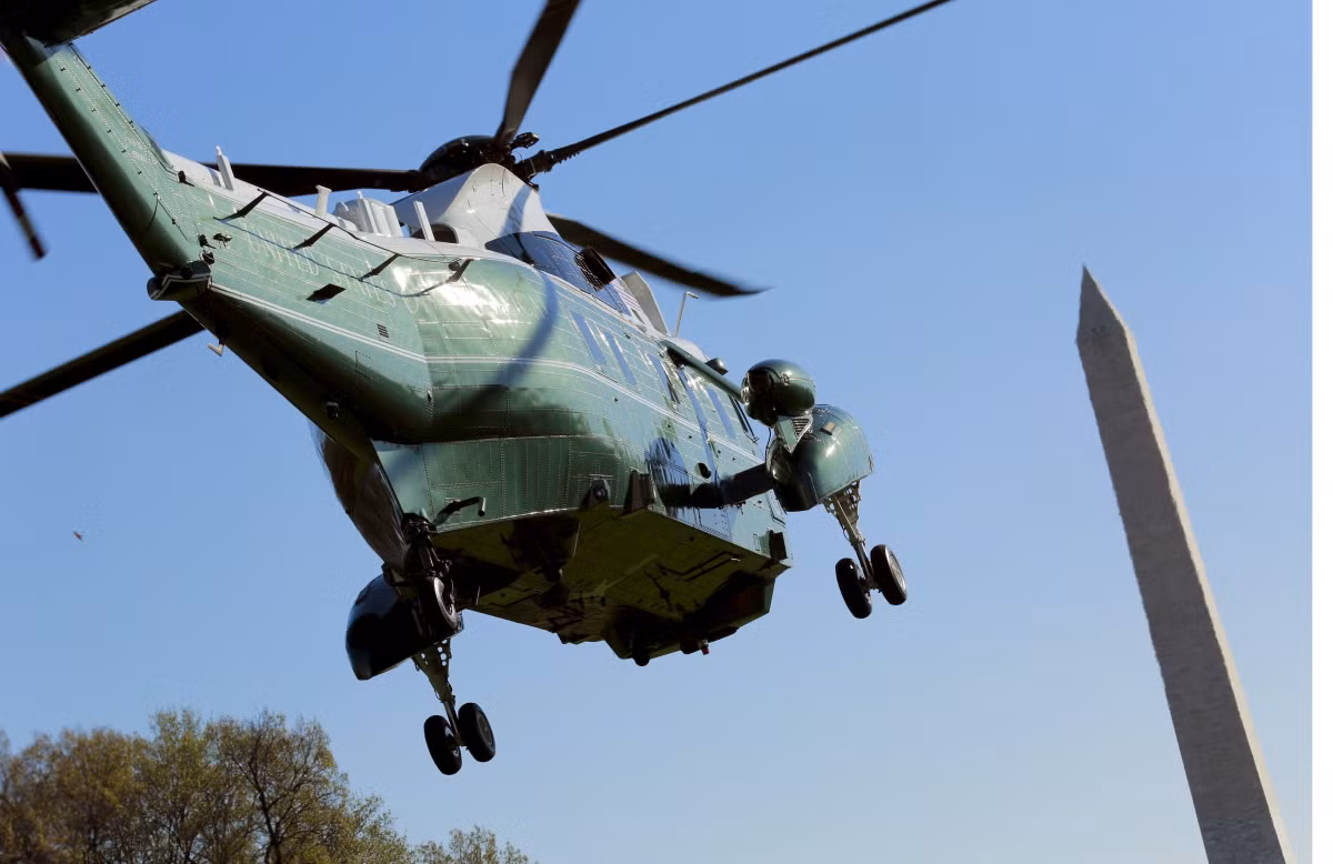 Chiếc Marine One SH-3 Seaking - nguyên bản là trực thăng săn ngầm của Hải quân Mỹ - rất được ưa chuộng bởi các đời Tổng thống Mỹ.