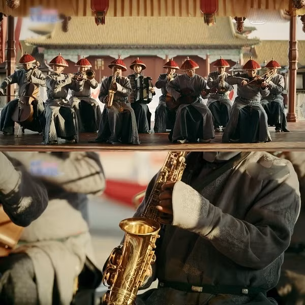 Đoàn làm phim đã không tìm hiểu kỹ khi cho kèn Saxophone xuất hiện trong dàn nhạc cung đình. Được biết Càn Long trị vì từ năm 1735 - 1796 trong khi dụng cụ âm nhạc này lại được phát minh vào năm 1840.