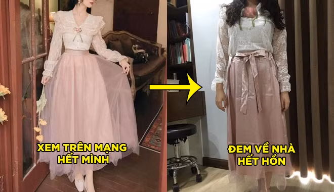 Có thể thấy, ảnh chào bán trên facebook của chiếc đầm khá xinh xắn, chân váy xòe bồng lãng mạn nhẹ nhàng. Tuy nhiên, thực tế thì…Ảnh: Tổng hợp