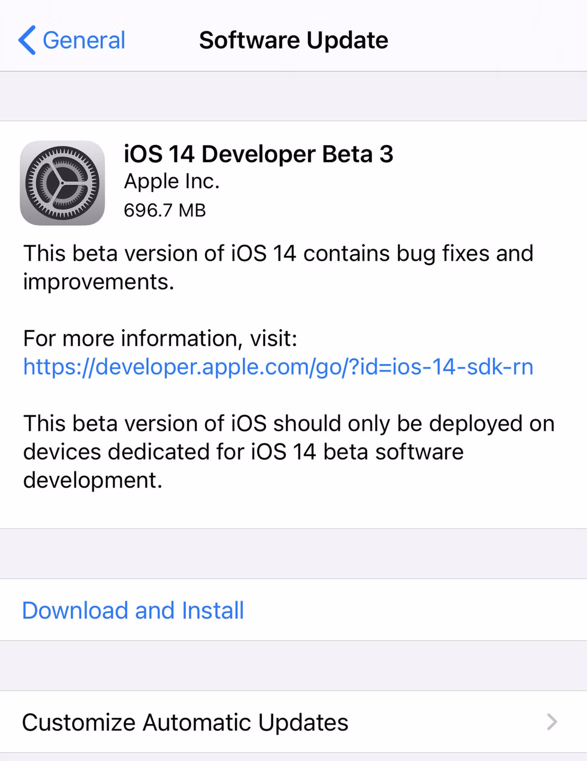 Người dùng iPhone, iPad và iPod touch hiện đang ở bản Developer Beta có thể cập nhật lên phiên bản beta 3 mới nhất bằng cách truy cập Cài đặt > Cài đặt chung > Cập nhật phần mềm, tiến hành tải về và cài đặt iOS 14 beta 3. 