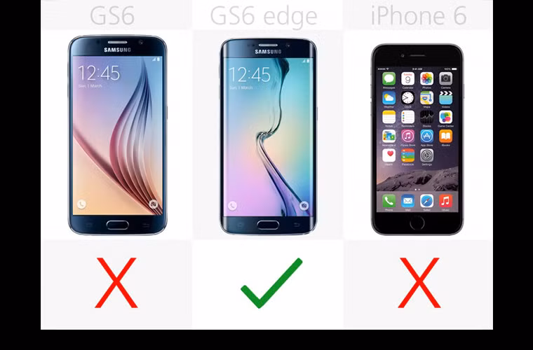  Màn hình cong: Bù đắp cho sự thiếu sót của Galaxy Note Edge, màn hình mẫu S6 Edge lần này cong cả ở cạnh bên kia.