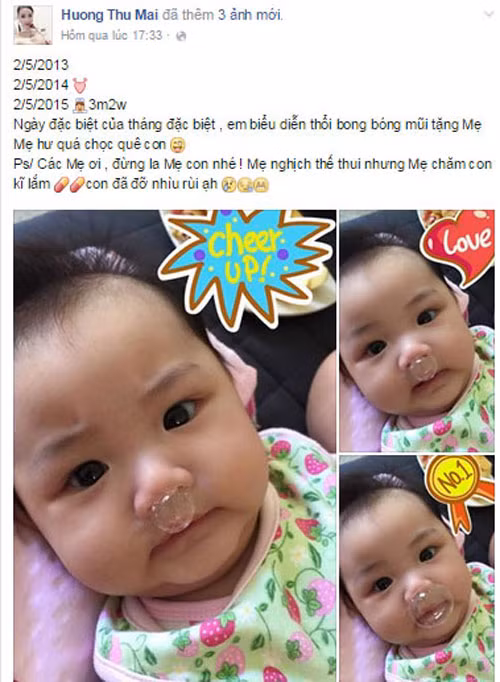 Trên trang cá nhân, nữ diễn viên "Cô dâu đại chiến 2" chia sẻ hình ảnh đáng yêu của nhóc tì khi bé đang bị ốm. Maya cũng cho biết, bé đã khỏe hơn rất nhiều.