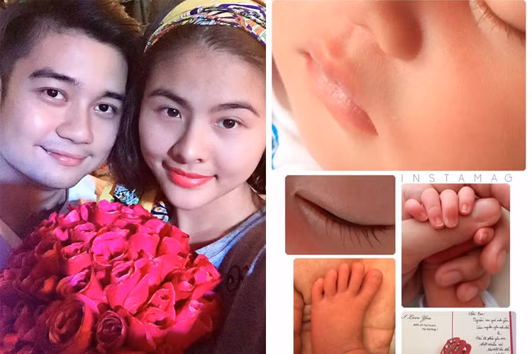 Sau đám cưới vào tháng 1/2016, ngày 4/10, diễn viên Vân Trang sinh con gái đầu lòng Nhỏ Xíu. Bé là kết quả tình yêu của người đẹp và doanh nhân Hữu Quân. (Ảnh: Facebook nhân vật) 