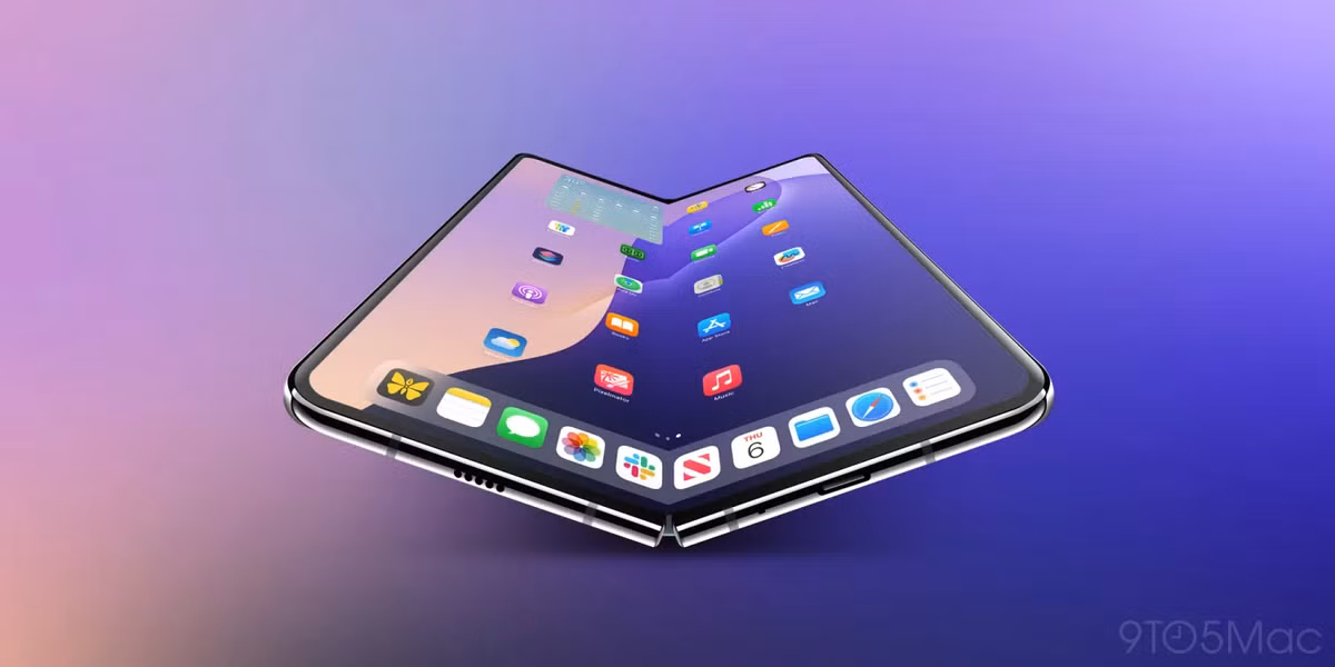 Màn hình chính khi mở ra sẽ rộng khoảng 7.76 inch, độ phân giải 2.713 x 1.920 pixel, sử dụng công nghệ camera dưới màn hình giúp hiển thị liền mạch, không còn tai thỏ hay viên thuốc.(Ảnh: 9to5mac)