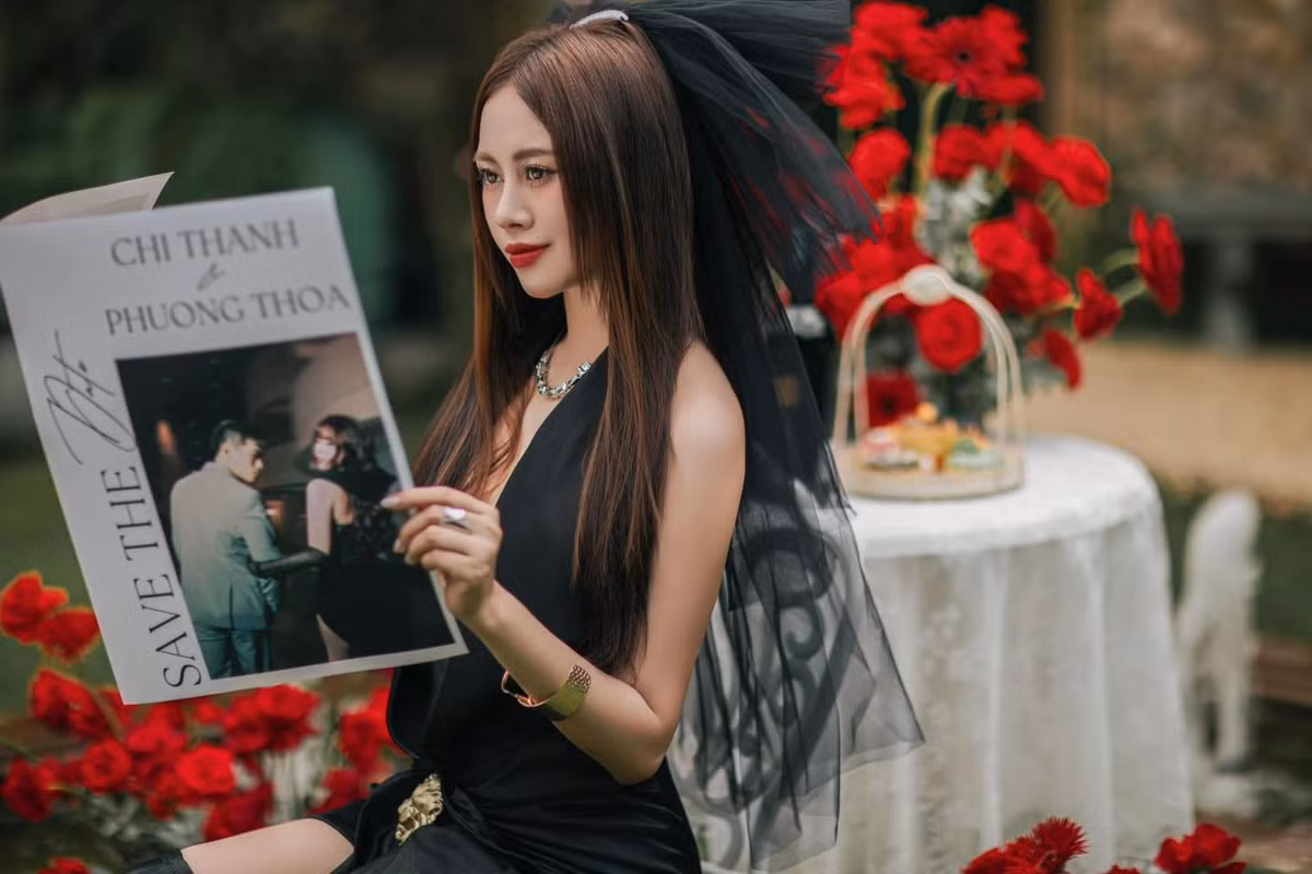 Cô dâu Việt Phương Thoa với lối trang điểm đậm sắc nét đầy ấn tượng.