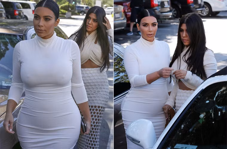 Mang thai hơn 4 tháng, nhưng bà bầu Kim Kardashian vẫn luôn diện váy ôm sát, khoe đường cong cơ thể.