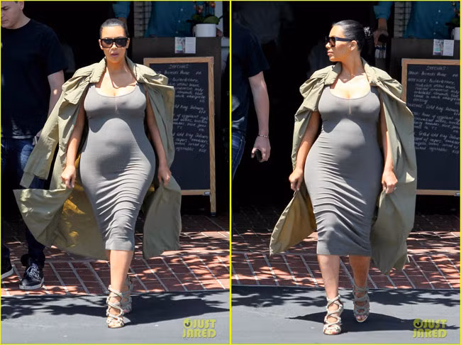 Cách đó một tuần, bụng bầu của Kim Kardashian vẫn chưa lộ rõ lắm.