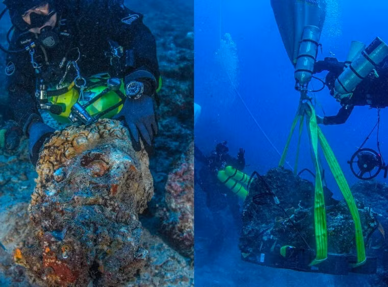 Tại vùng biển quanh hòn đảo Antikythera của Hy Lạp phía Nam biển Aegean, các chuyên gia tìm thấy một xác tàu đắm La Mã khoảng 2.000 tuổi.