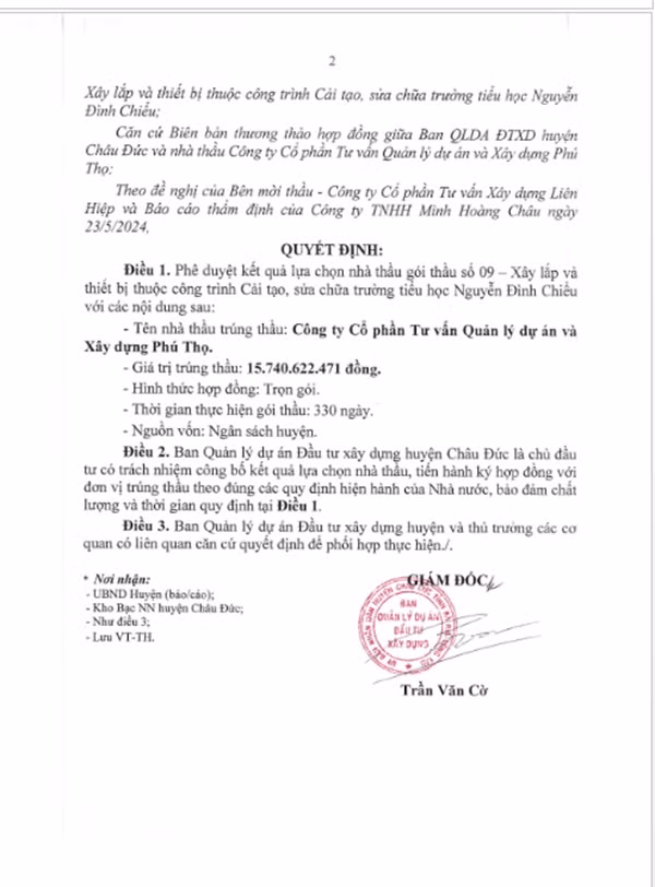 BR-VT: Nhà thầu nào trúng gói thầu cải tạo 3 trường tiểu học tại Châu Đức? - Hình 4 BR-VT: Nha thau nao trung goi thau cai tao 3 truong tieu hoc tai Chau Duc?-Hinh-4