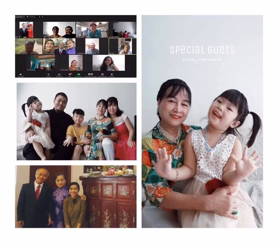 Đám cưới mùa dịch nên chỉ tổ chức gọn nhẹ, thông qua ứng dụng trực tuyến. Cặp đôi Khánh Thi (TP HCM) và Văn Quan (Huế) đã nhận được lời chúc phúc từ quan viên hai họ được gửi qua màn hình máy tính.