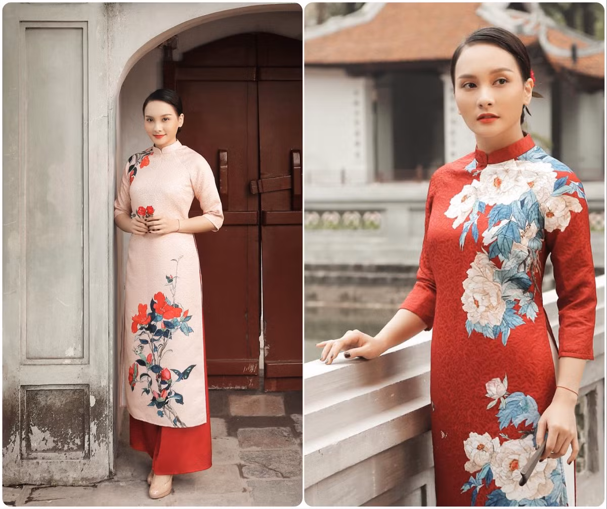 Bảo Thanh thực sự duyên dáng khi mặc áo dài thướt tha.