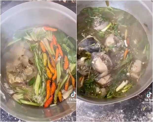Thậm chí, món ăn độc đáo này cũng được người Thái Lan chế biến khá giống người Chăm ở Ninh Thuận, chỉ khác một chút bởi người Thái kết hợp thêm nhiều loại gia vị truyền thống để đẩy hương vị món ếch òn trở nên đặc sắc hơn, thơm ngon hơn. Ảnh: IT.