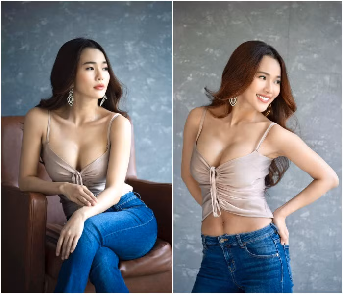 Không chỉ thường xuyên chọn mặc những bộ đồ khoe lợi thế hình thể, bà xã Ưng Hoàng Phúc còn chụp những bộ hình hút mắt và chia sẻ lên mạng xã hội để làm kỉ niệm.
