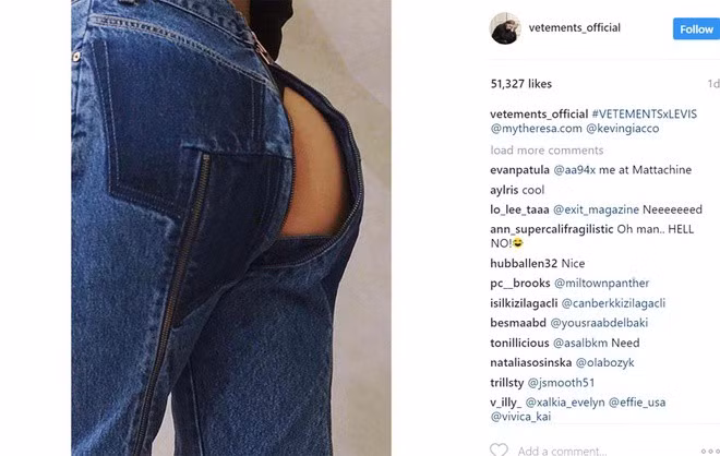 Một mẫu quần jeans hở mông khiến người nhìn phải lắc đầu ngán ngẩm.