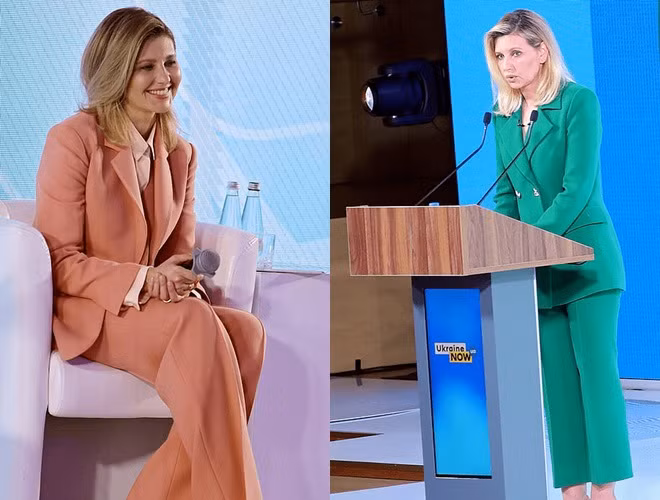 Trong những chuyến công du nước ngoài cùng chồng, Đệ nhất phu nhất Ukraine thường ưu tiên chọn những trang phục của các nhà thiết kế trong nước.