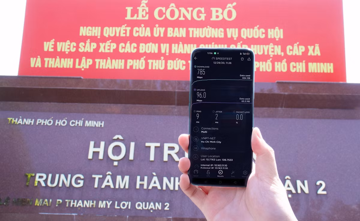 VinaPhone phát sóng 5G tại Thành phố Thủ Đức VinaPhone phat song 5G tai Thanh pho Thu Duc