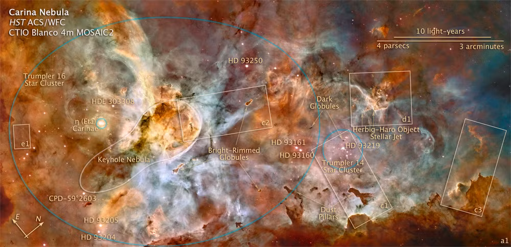Eta Carinae là ngôi sao nặng nhất trong thiên hà chúng ta, tỏa ra năng lượng gấp 5.000.000 lần năng lượng mặt trời và cũng là một trong những ngôi sao sáng bậc nhất của vũ trụ. 
