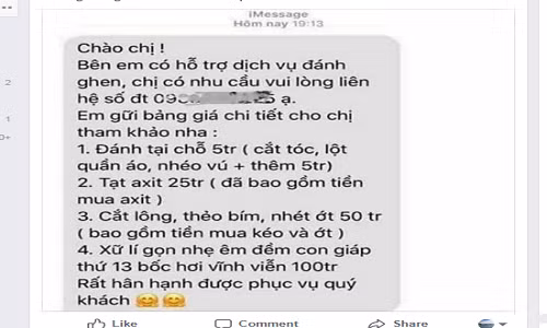 Lời chào mời hết sức 'hấp dẫn' khiến những ai có ý định làm bồ nhí cũng phải sợ nổi da gà - Ảnh: Facebook