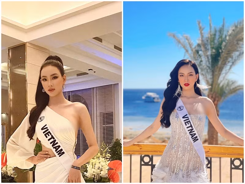 Đại diện Việt Nam phải thay đổi kế hoạch váy áo trong lúc chờ lấy lại số hành lý bị tạm giữ. Ảnh: FB Ái Nhi