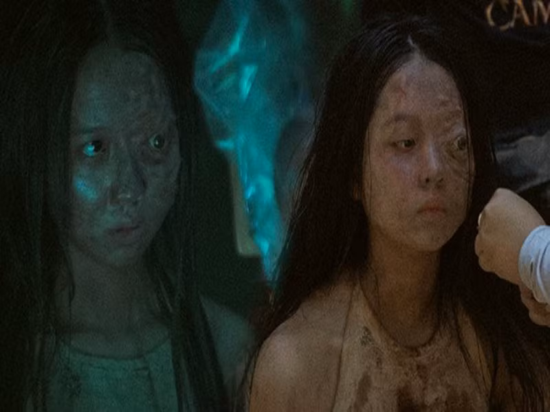 Lâm Thanh Mỹ chia sẻ trên Pháp Luật TP HCM về lớp mặt nạ: “Ban đầu tôi không quen lắm vì cảm thấy hơi nặng trên mặt. Mắt tôi bị che hẳn một bên nên cũng khá khó chịu. Bên cạnh đó thời tiết ở Quảng Trị khá nóng cũng khiến cho lớp hóa trang dễ bị sút ra”. Ảnh: Người Đưa Tin.