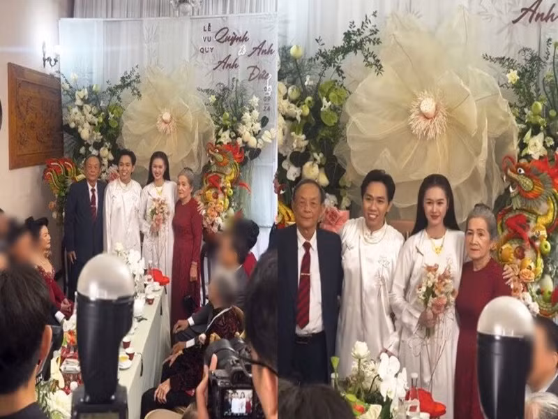 Vợ chồng Anh Đức chụp ảnh cùng người thân. Ảnh: Phụ Nữ Pháp Luật.