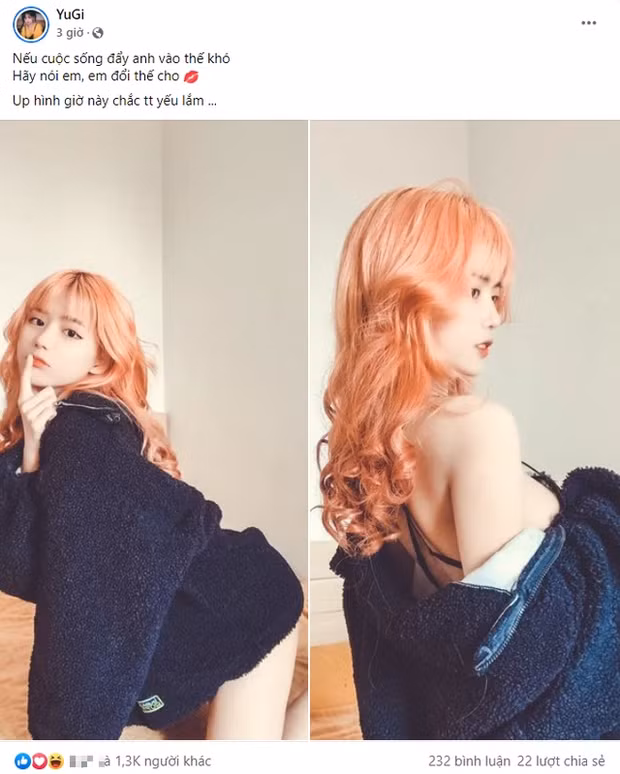 Không bỏ cuộc khỏi nỗ lực làm mới hình ảnh, mới đây YuGi lại tiếp tục đăng tải loạt ảnh hở táo bạo cùng caption cũng nhạy cảm chẳng kém.