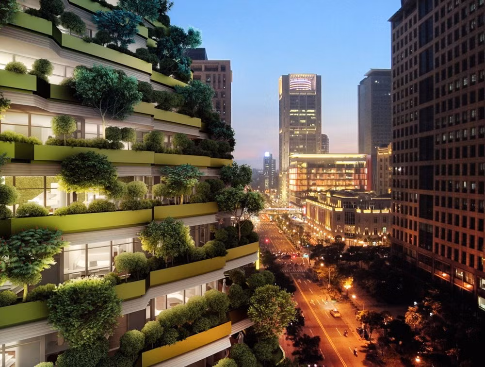 Tòa nhà thân thiện với môi trường được đặt tên là Tao Zhu Yin Yuan Tower.