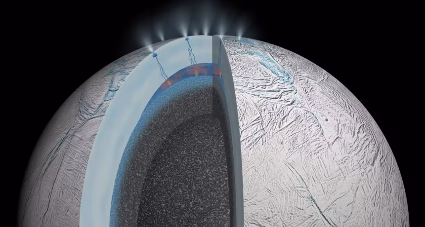 Phân tích các hạt silica mà tàu thăm dò Sao Thổ Cassini thu thập được, các nhà nghiên cứu đã chỉ ra chính sự nóng lên bên trong, từ lõi của mặt trăng, là yếu tố khả dĩ để tạo ra các dòng hải lưu vận chuyển các hạt silica.