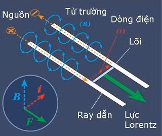 Pháo điện từ có nguyên lý hoạt động gần giống với động cơ điện. Nếu như trong động cơ điện, sự tương tác giữa từ trường và dòng điện, tạo nên chuyển động xoay của trục động cơ (roto), thì trong pháo điện từ sự tương tác này, tạo ra chuyển động thẳng của viên đạn.