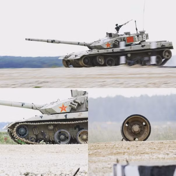 Việc tham gia một cuộc thi lớn mang tầm quốc tế như Tank Biathlon cũng là một cơ hội thử nghiệm và trải nghiệm, đồng thời đưa ra một số hướng cải tiến sau này. Ngoài ra, cuộc thi Army Games đã trải qua nhiều năm, là giải đấu quân sự có uy tín, tương đương cuộc triển lãm vũ khí quốc tế. Ảnh: Xe tăng Type-96 tham gia thi Tank Biathlon năm 2016 bị rơi mất bánh xe - Nguồn: Wkipedia.