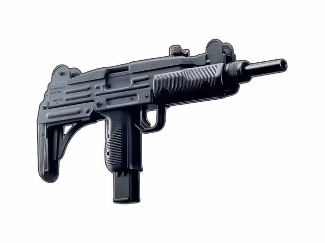 Súng tiểu liên Uzi có thiết kế với khóa nòng mở, được lồng vào bên trong nắp hộp khóa nòng để giữ kích thước nhỏ gọn; có 2 chế độ bắn là phát một và bắn liên thanh; tốc độ bắn lý thuyết khoảng 600 phát/phút. Súng sử dụng đạn 9 mm, hộp tiếp đạn từ 25 đến 32 viên, tầm bắn hiệu quả 200 mét. Ảnh: Tiểu liên Uzi - Nguồn: Wikipedia.