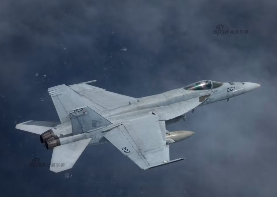 Những chiếc tiêm kích F/A-18 Hornet cất cánh liên tục từ tàu sân bay Carl Vinson để tham gia vào các cuộc tập luyện trên không. Nguồn: Sina.