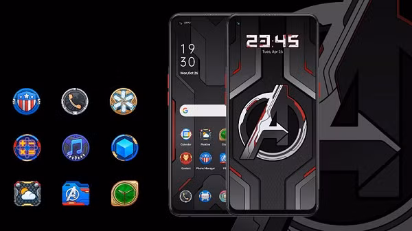 OPPO Reno5 Marvel Edition đi kèm với một bộ giao diện chủ đề theo phong cách Marvel. Khi khởi động máy, người dùng sẽ cảm thấy như đang chuẩn bị xem một bộ phim Marvel với sự chào đón bằng biểu tượng Avengers “A” huyền thoại cực hay ho.