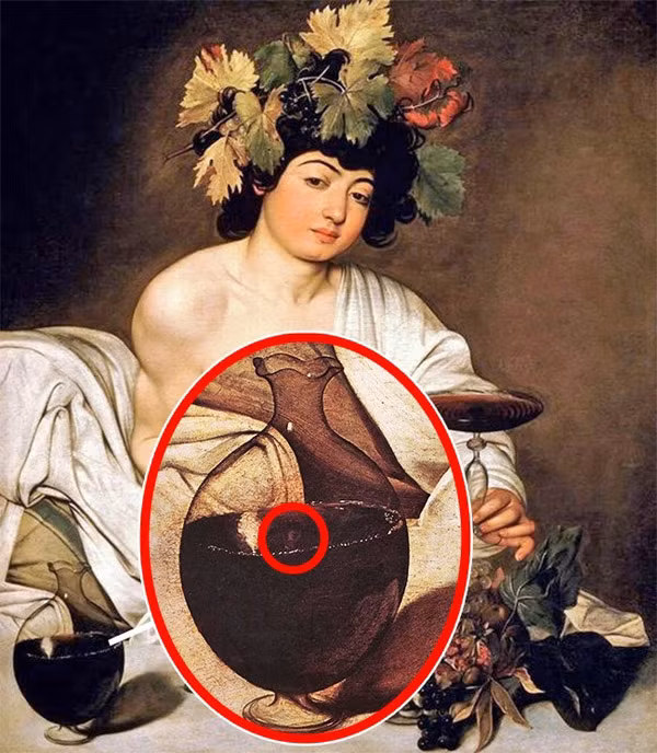 Một nhóm chuyên gia đã phát hiện ra bí ẩn thú vị trong bức họa Bacchus nổi tiếng của danh họa Caravaggio. Ẩn trong bình rượu là chân dung tự họa của Caravaggio được ông vẽ rất nhỏ.