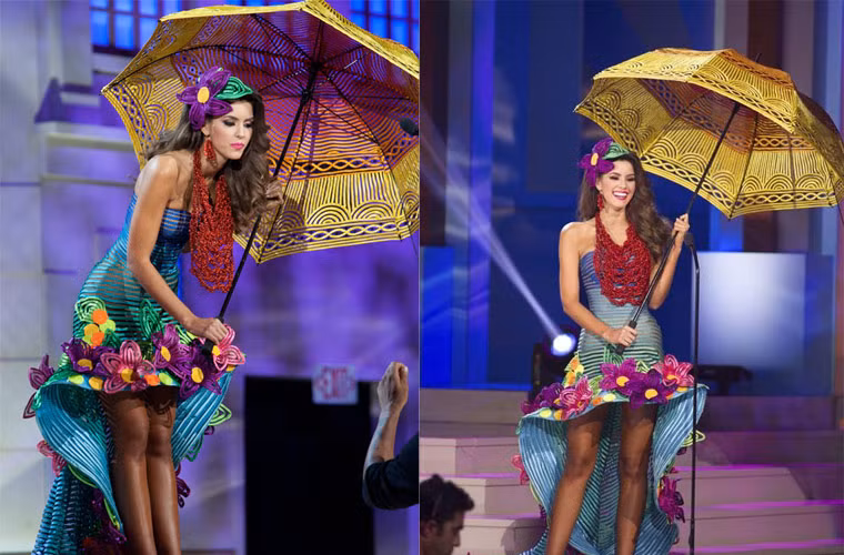 Tân Hoa hậu Hoàn vũ Paulina Vega trong phần trình diễn trang phục dân tộc.