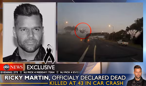 Hình ảnh và đoạn clip được đăng tải lên Facebook khẳng định Ricky Martin đã chết vì tai nạn giao thông.