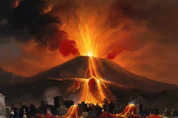 Cụ thể, vào năm 79, núi lửa Vesuvius bất ngờ "thức giấc" và phun trào dữ đội. Thành phố Pompeii, Herculaneum và một số khu định cư dưới chân núi lửa này chịu ảnh hưởng nặng nề nhất.
