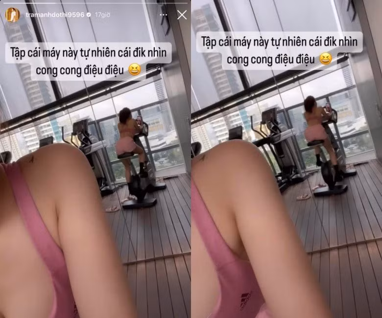 Dù không lộ mặt nhưng tạo dáng trên máy tập, kết hợp quần ngắn cũn của của gái xinh lại khiến nhiều người nhìn vào phải "đỏ mặt".