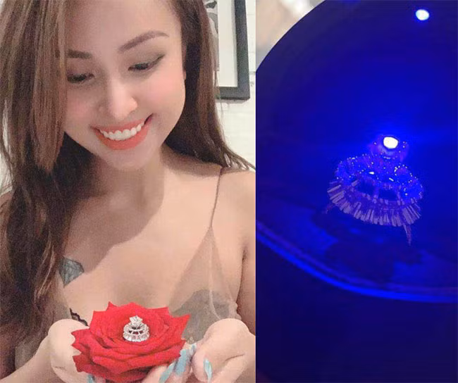 Vân Hugo khoe nhẫn kim cương khổng lồ bạn trai cầu hôn cô vào tháng 6/2020.