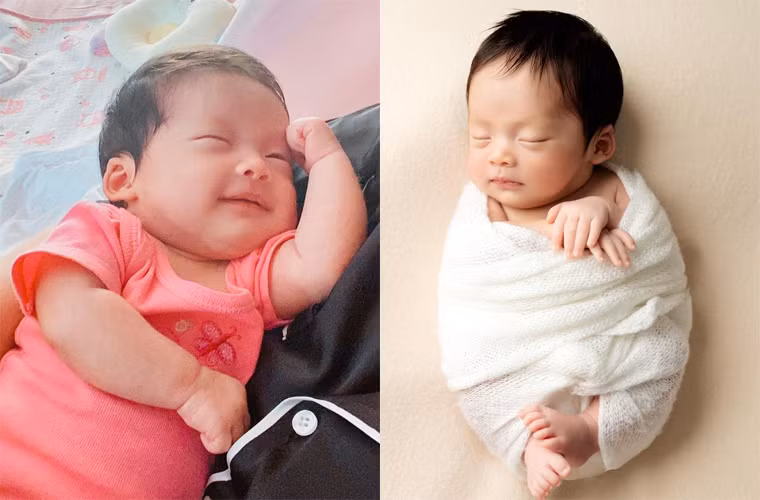 Con gái Pha Lê, mới chào đời chưa đầy tháng, nhưng đã hiện rõ những nét đẹp của mẹ và bố, doanh nhân người Mỹ gốc Hàn.