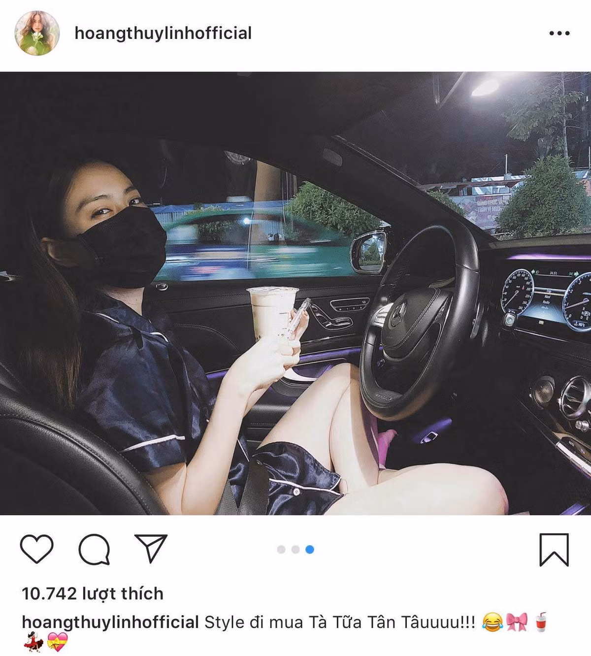 Style đi mua trà sữa của Hoàng Thùy Linh.
