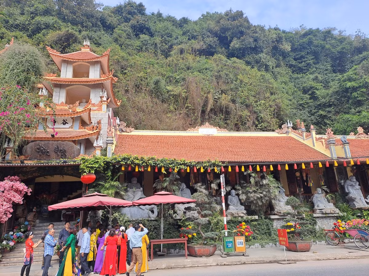 Kiến trúc chùa mới đẹp, hiện đại và độc đáo hơn. Nhìn tổng thể, chùa Hang mới vẫn mang lối kiến trúc Tam giáo đồng nguyên. Ở khu vực nhà thờ Tổ của chùa, bên cạnh là đền thờ 3 Mẫu Thượng Thiên, Thượng Ngàn và Mẫu Thoải. Phía cổng vào của chùa đặt một bức tượng Phật Quan Âm từ bi, trang nghiêm hướng về phía biển. Phía bên phải là tòa tháp 7 tầng, mỗi tầng tượng trưng cho một vị sư tổ đã tu hành tại đây.