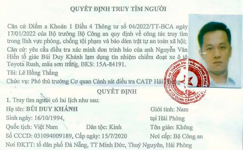 Hải Phòng: Truy tìm nam thanh niên thuê hàng chục ô tô mang thế chấp Hai Phong: Truy tim nam thanh nien thue hang chuc o to mang the chap